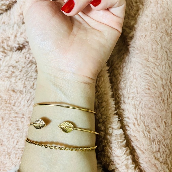 3pc Leaf and Twist Cuff Bracelet - Picture 2 of 3